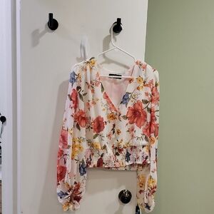 Forever 21 Floral Blouse - White with Red and Yellow